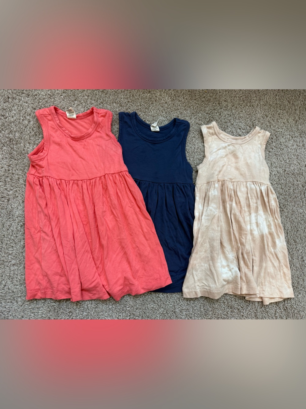Larkspur Baby set of 3 bamboo tank dresses - Coral, Navy, Cream